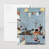 "Der Faltgarten" von W. Heath Robinson Postkarte (Vorne/Hinten)