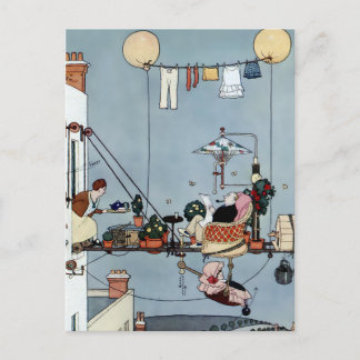 "Der Faltgarten" von W. Heath Robinson Postkarte