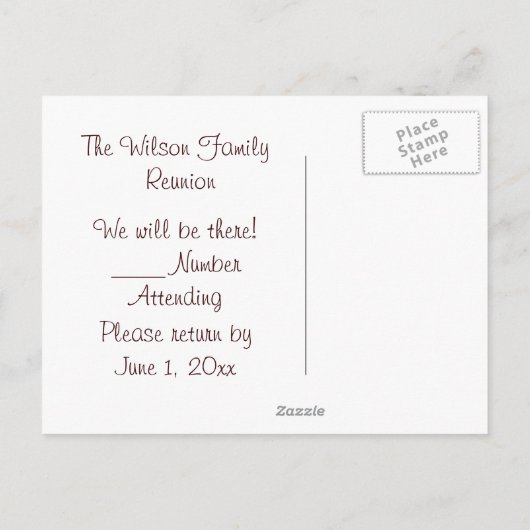 Der Familienbaum Einladungspostkarte (Rückseite)