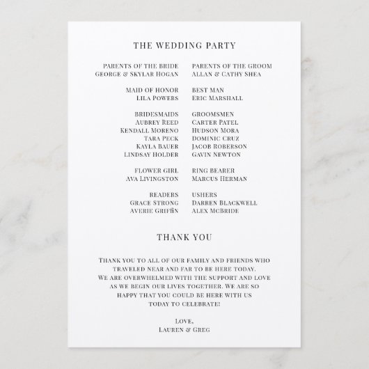 Der Fan des besten Hochzeitsprogramms für jeden Ta Programm (Rückseite)