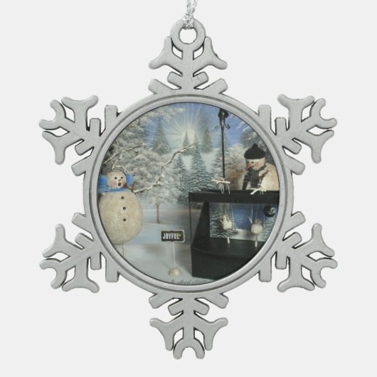 Der fantastische Puppenspieler Schneeflocken Zinn-Ornament (Vorderseite)
