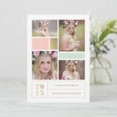 Der Farbblock-Rosa-u. Minzen-| Abschluss-Einladung Einladung (Stehend Vorderseite)