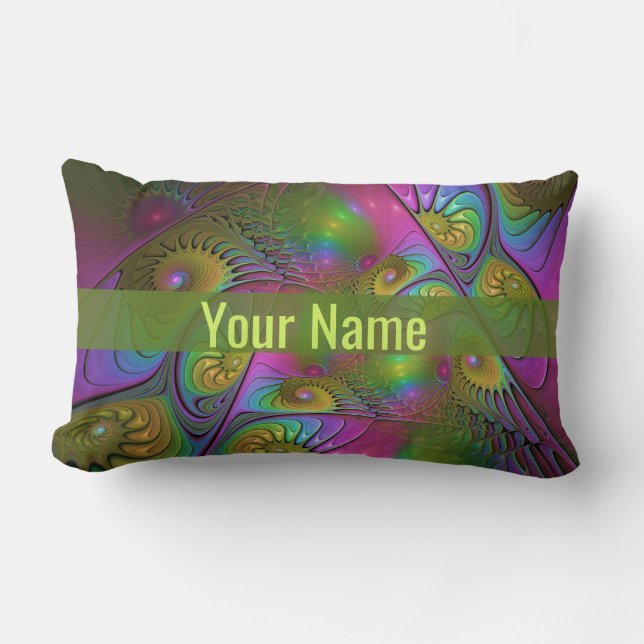 Der farbenfrohe Abstrakte Trippy-Fraktal Lendenkissen (Vorderseite)
