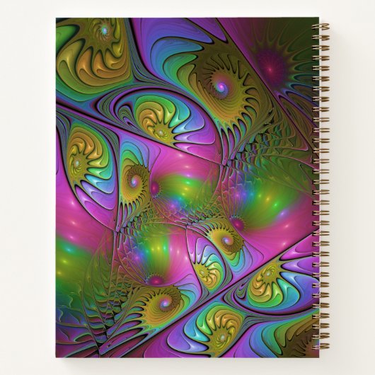Der farbenfrohe Abstrakte Trippy-Fraktal Notizblock (Rückseite)