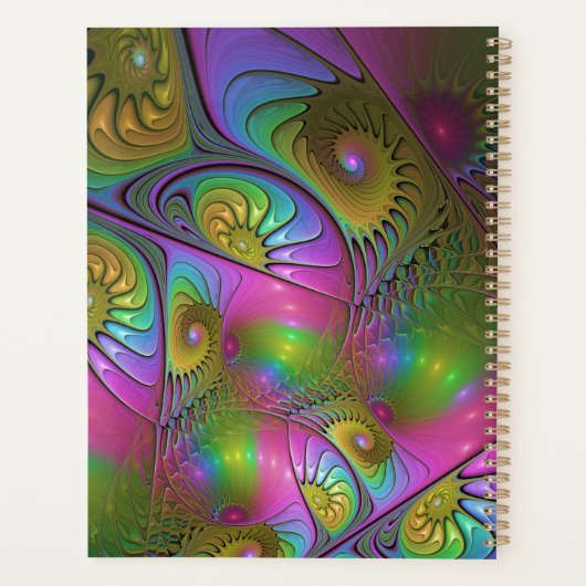 Der farbenfrohe Abstrakte Trippy-Fraktal Planer (Rückseite)