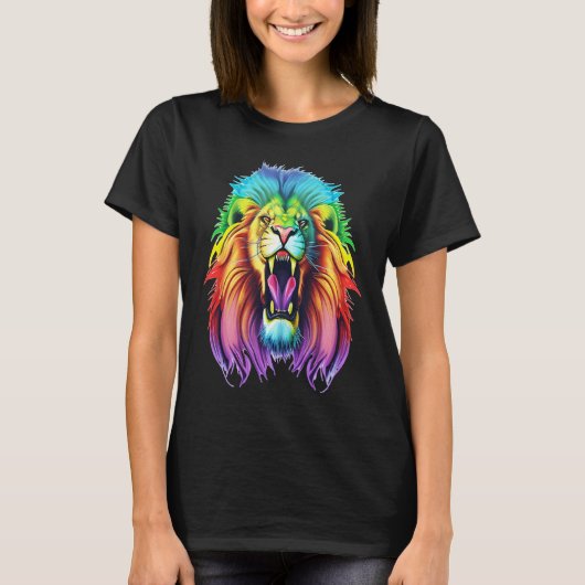 Der farbenfrohe Afrikaner Löwe T-Shirt (Vorderseite)
