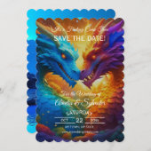 Der farbenfrohe Drache speichert die Datumskarten Einladung (Vorne/Hinten)