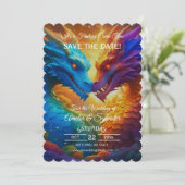 Der farbenfrohe Drache speichert die Datumskarten Einladung (Stehend Vorderseite)