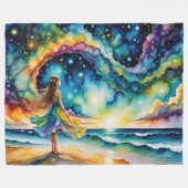 Der farbenfrohe Girl Beach und Sky Fleecedecke (Vorderseite (Horizontal))