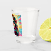 Der farbenfrohe Jesus schoss eine Brille! Schnapsglas (Rechts)