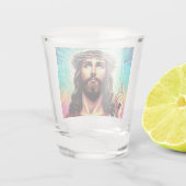 Der farbenfrohe Jesus schoss Glas! Schnapsglas (Rückseite)
