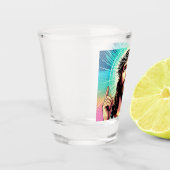 Der farbenfrohe Jesus schoss Glas! Schnapsglas (Links)