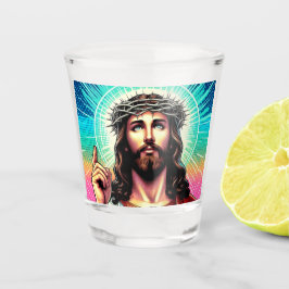 Der farbenfrohe Jesus schoss Glas! Schnapsglas