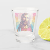 Der farbenfrohe Jesus schoss Glas! Schnapsglas (Rückseite)