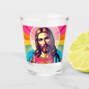 Der farbenfrohe Jesus schoss Glas! Schnapsglas