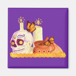 Der farbenfrohe mexikanische Tag des Toten Zuckers Magnet