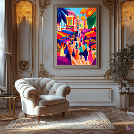 Der farbenfrohe Open Air Markt im fauvistischen St Leinwanddruck