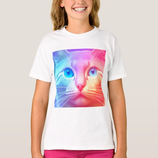 Der farbenfrohe Rainbow Kitty-T - Shirt (Vorderseite)