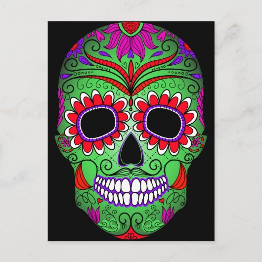 Der farbenfrohe Schädeltag der Toten Postkarte (Vorderseite)