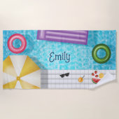 Der farbenfrohe Swimmingpool und das Schwimmbad mi Strandtuch (Vorderseite)