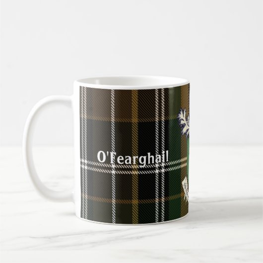 Der Farrell Clan von Irland-Wappen u. Tartan Kaffeetasse (Links)