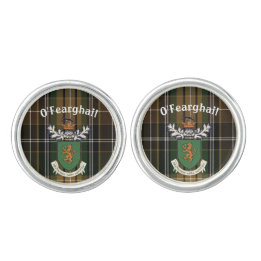 Der Farrell Clan von Irland-Wappen u. Tartan Manschettenknöpfe