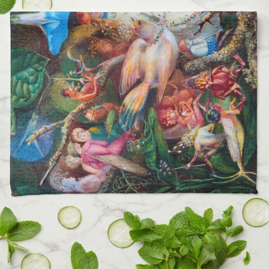 Der Favorit der Fairies, John Anster Fitzgerald Geschirrtuch (Gefaltet)