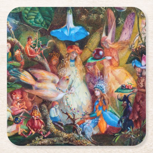 Der Favorit der Fairies, John Anster Fitzgerald Rechteckiger Pappuntersetzer (Vorderseite)