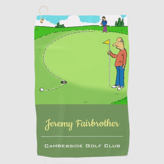 Der fehlende Putt - Funny Golf Cartoon Golfhandtuch (Vorderseite)