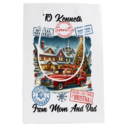 Der Feierliche Weihnachtsmann am Baum Mittlere Geschenktüte (Vorderseite)