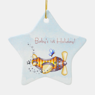 Der Feiertags-Flugzeug-Verzierung des Babys 1. Keramik Ornament