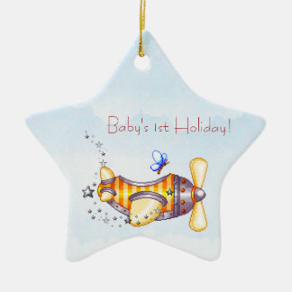 Der Feiertags-Flugzeug-Verzierung des Babys 1. Keramik Ornament