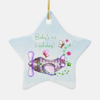 Der Feiertags-Flugzeug-Verzierung des Babys 1. Keramik Ornament