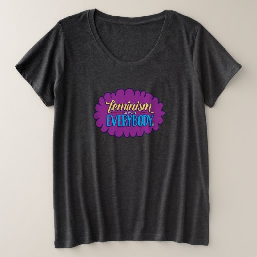 Der Feminismus ist für jeder, das plus graues Große Größe T-Shirt (Design vorne)