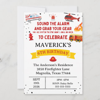 Der Feuerwehrmann klingt zum Geburtstag der Erinne Einladung
