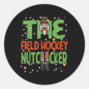 Der Field-Hockey-Nussknacker lustiger Weihnachts-P Runder Aufkleber