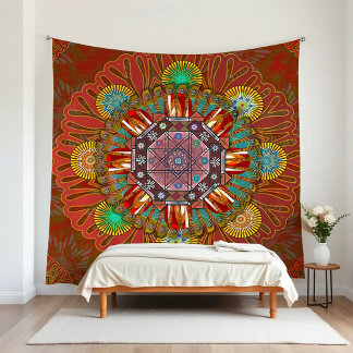 Der Filter Blumenrot des Squire Manipur Mandala Wandteppich