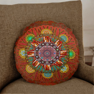 Der Filter Floral Red Manipur Rundes Kissen