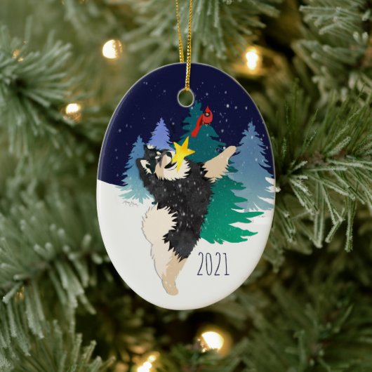 Der finnische Lapphund 2021 Keramik Ornament (Baum)