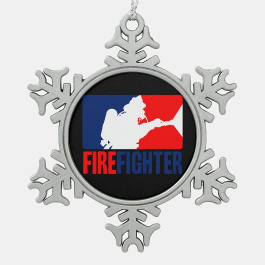 Der Firefighter-Headliner in Tri-Farben Schneeflocken Zinn-Ornament (Vorderseite)