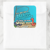 Der Fisch und der Wurm Quadratischer Aufkleber (Tasche)