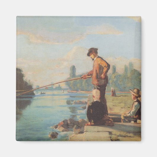 Der Fischer (Angeln im Freien) (Fluss) Magnet (Vorne)