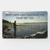 Der Fischer. Glückliches Angeln Banner (Horizontal)