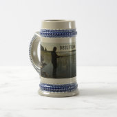 Der Fischer. Glückliches Angeln Bierglas (Vorderseite Links)