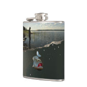 Der Fischer . Glückliches Angeln Flachmann (Links)