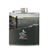 Der Fischer . Glückliches Angeln Flachmann (Vorderseite)