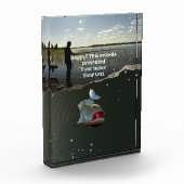 Der Fischer . Glückliches Angeln Fotoblock (Links)