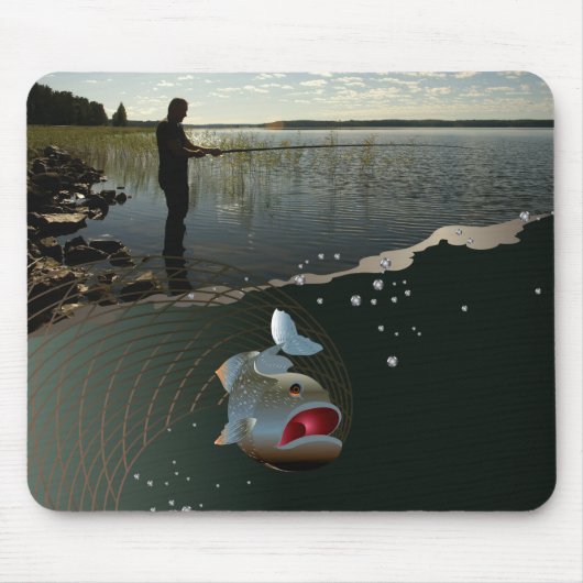 Der Fischer      . Glückliches Angeln Mousepad (Vorne)