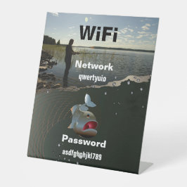 Der Fischer. Glückliches Angeln Sockelschild