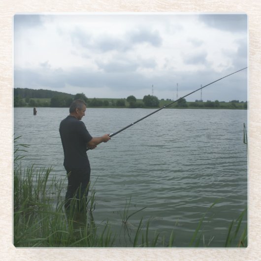 Der Fischer im Abend Glasuntersetzer (Vorderseite)